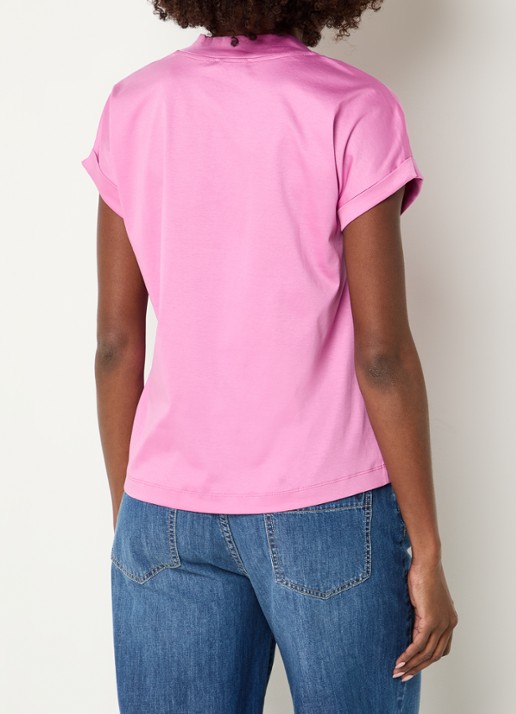 River Woods T-shirt met V-hals - achterkant roze