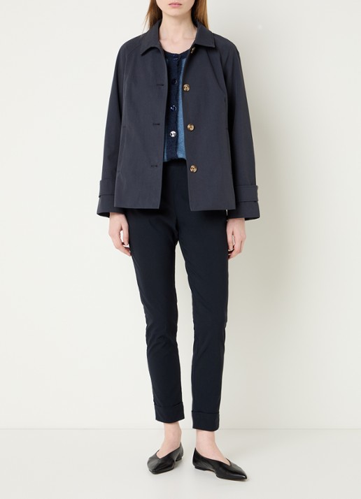 River Woods Trenchcoat met steekzakken - voorkant 3 donkerblauw