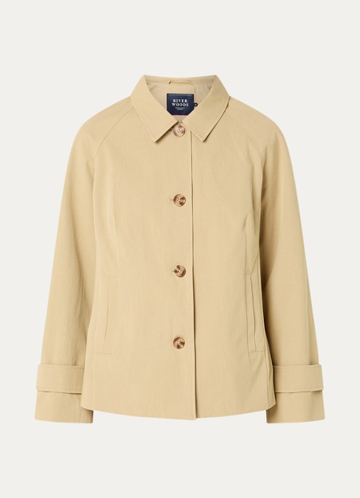 River Woods Trenchcoat met steekzakken - voorkant 3 khaki