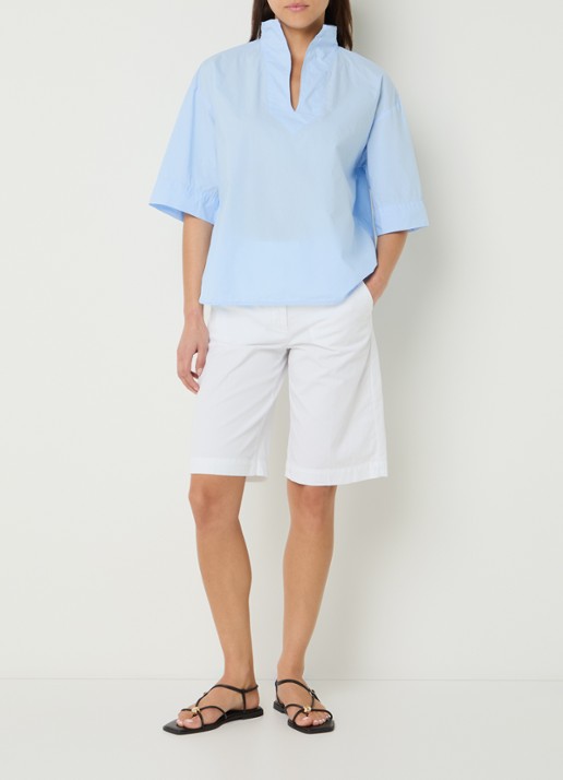 River Woods Tuniek met V-hals en opstaande kraag - voorkant 4 blauw