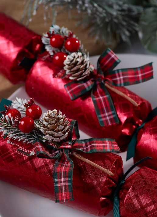 Robin Reed Glencoe kerstcracker set van 6 - detail 3 rood