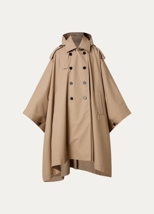 Róhe Asymmetrische trenchcoat met capuchon en steekzakken - voorkant 5 beige