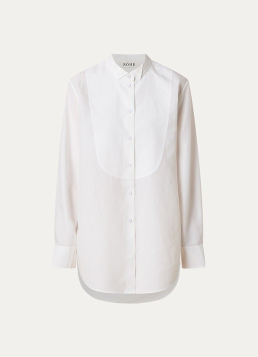 Róhe Blouse met kraag - voorkant gebroken wit