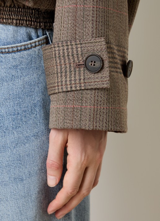 Róhe Blouson jack van scheerwol met paspelzakken en details van kalfssuède - detail 2 bruin