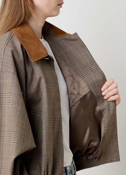 Róhe Blouson jack van scheerwol met paspelzakken en details van kalfssuède - detail 3 bruin
