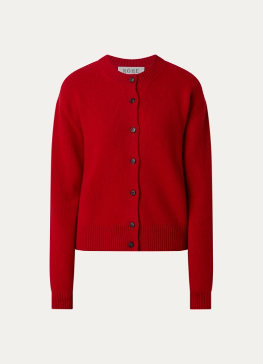 Róhe Fijngebreid vest in kasjmierblend - voorkant rood