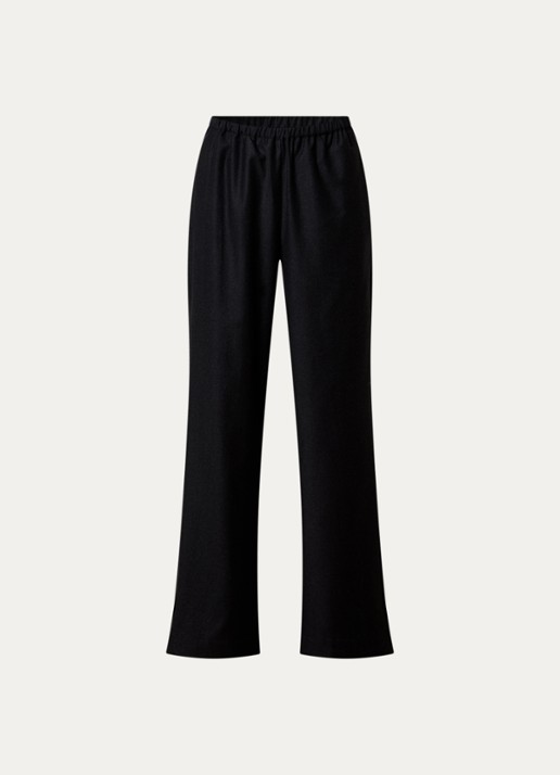 Róhe High waist loose fit pantalon van scheerwol - voorkant 4 antraciet