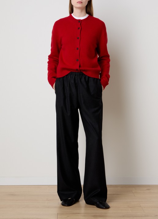 Róhe High waist loose fit pantalon van scheerwol - voorkant 5 antraciet