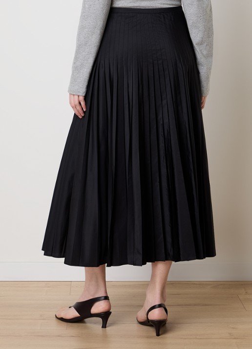 Róhe High waist midi A-lijn rok met plissé - achterkant 3 zwart