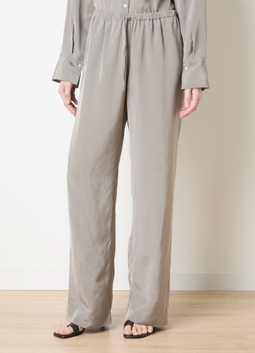 Róhe High waist straight fit pantalon van satijn met streepprint