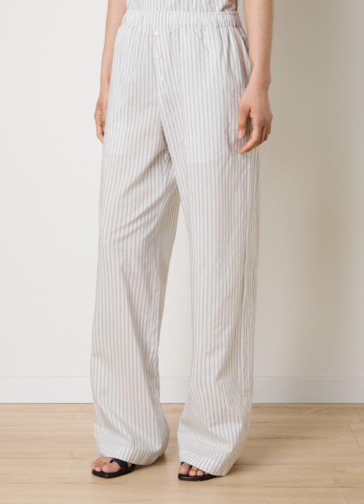 Róhe High waist wide fit broek in zijdeblend met streepprint