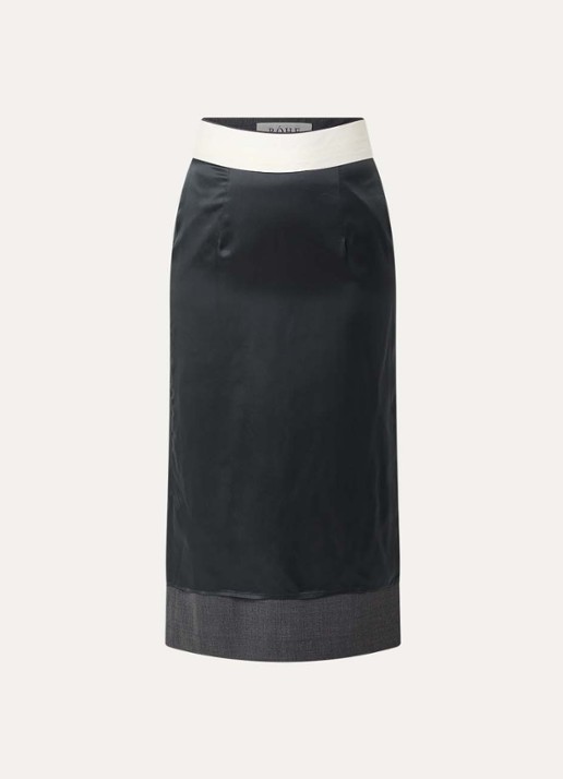 Róhe Inside-Out midi rok in scheerwolblend - voorkant 2 antraciet