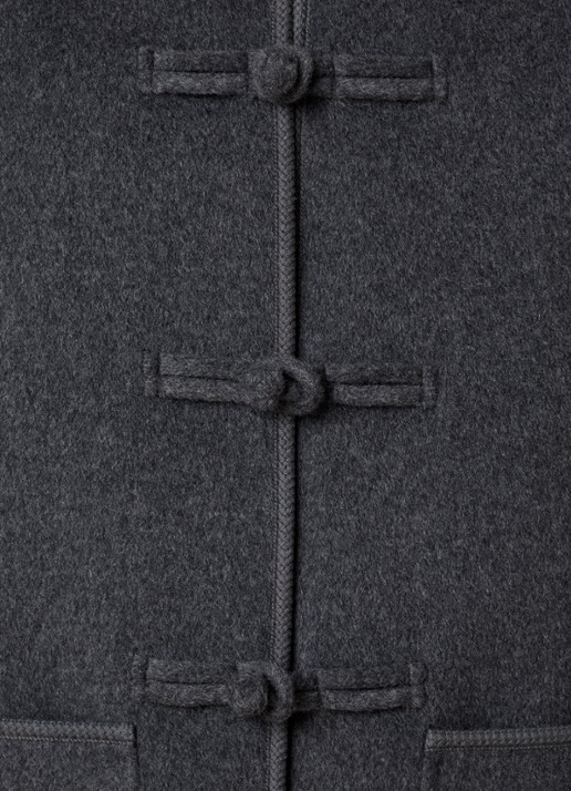 Róhe Mantel in kasjmierblend met opgestikte zakken - detail 4 donkergrijs