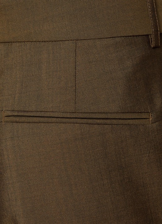 Róhe Mid waist straight fit pantalon in wolblend met persplooi - detail 5 roestbruin