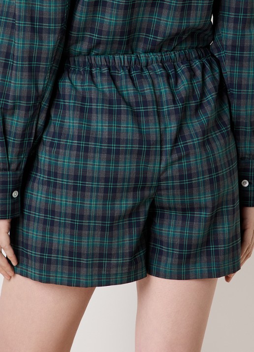Róhe Mid waist wide fit korte broek in wolblend met ruitdessin - achterkant 5 groen