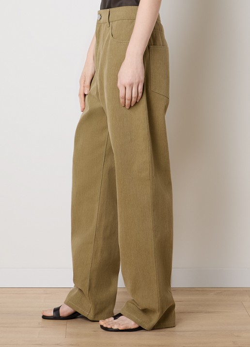 Róhe Mid waist wide leg jeans met gekleurde wassing - detail 2 mosterd