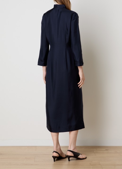 Róhe Midi jurk met overslag - achterkant donkerblauw