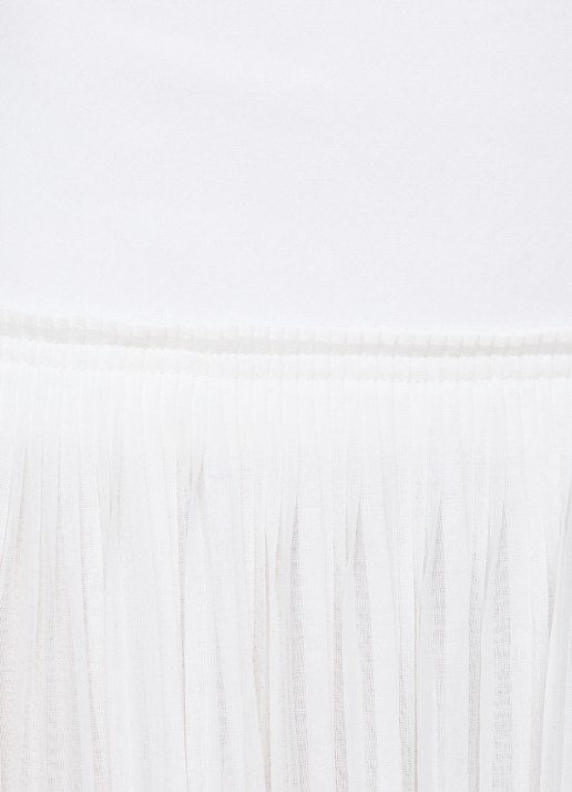 Róhe Midi rok met plooien - detail 4 wit