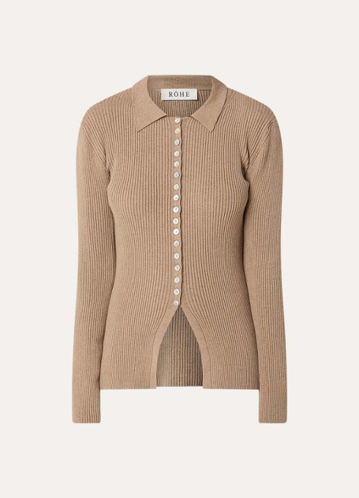 Róhe Ribgebreid vest met kraag