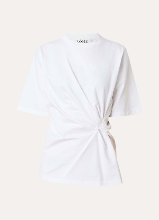Róhe T-shirt met plooidetail - voorkant 2 wit