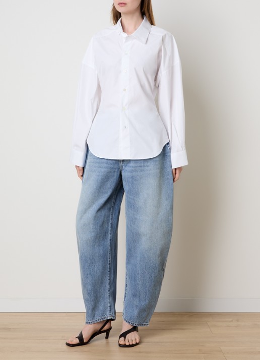 Róhe Uneven blouse met kraag - voorkant 2 wit