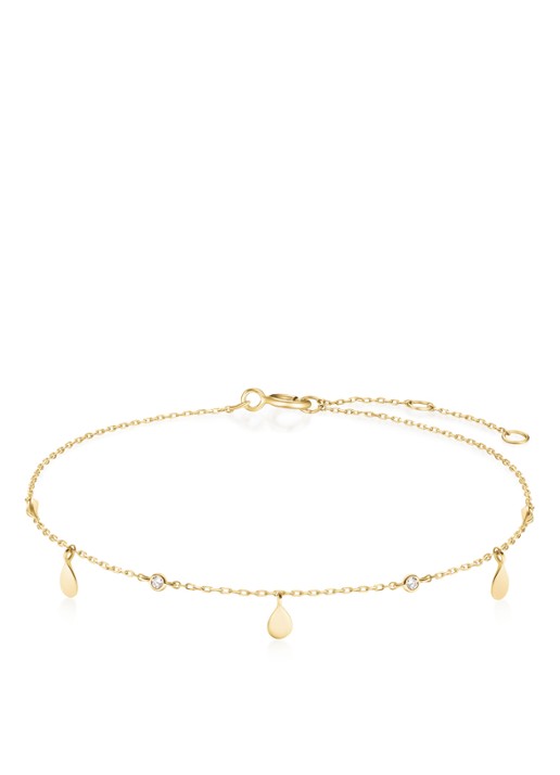 Rosefield Dangling Drops armband van 14 karaat geelgoud - voorkant 5 goud