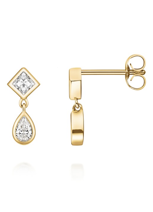 Rosefield Dangling oorstekers van 14 karaat geelgoud - detail goud
