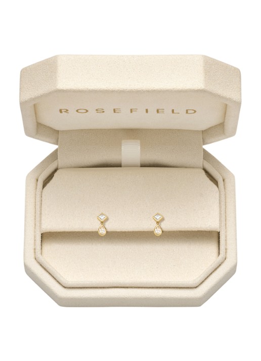 Rosefield Dangling oorstekers van 14 karaat geelgoud - detail 3 goud