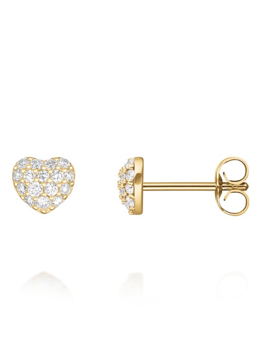 Rosefield  Heart Pave oorknopjes van 14 karaat geelgoud - detail 3 goud