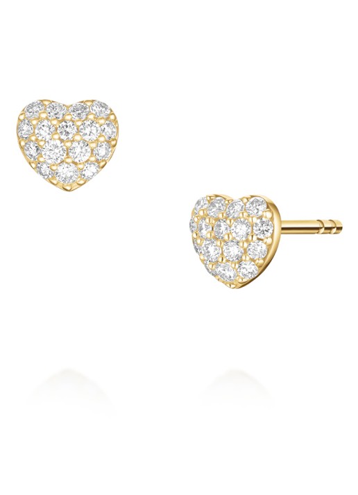 Rosefield Heart Pave oorknopjes van 14 karaat geelgoud