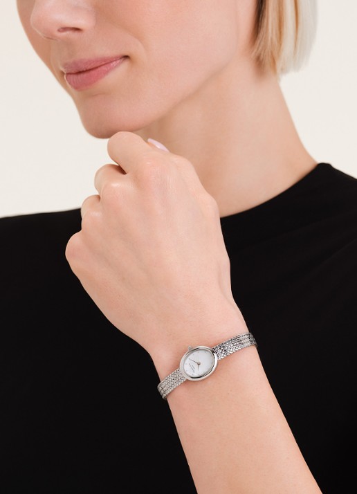 Rosefield Mini Oval horloge MWSMS-M05 - voorkant 2 zilver