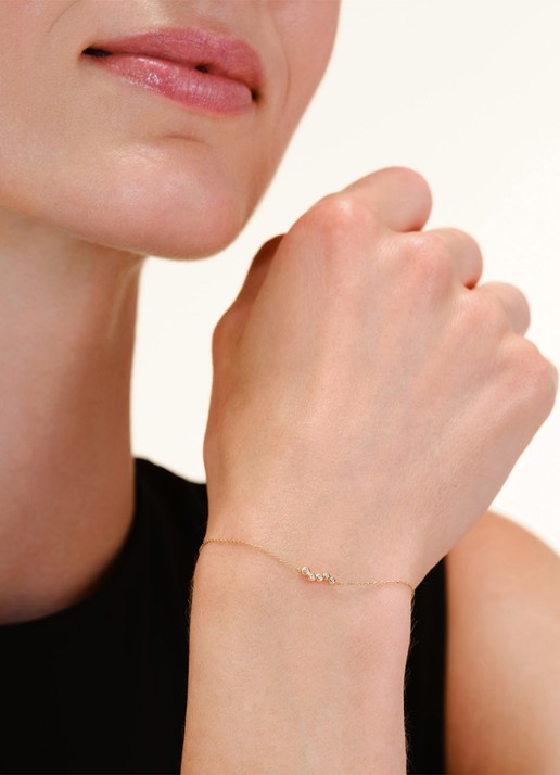 Rosefield Short Wave armband van 14 karaat geelgoud - voorkant 5 goud