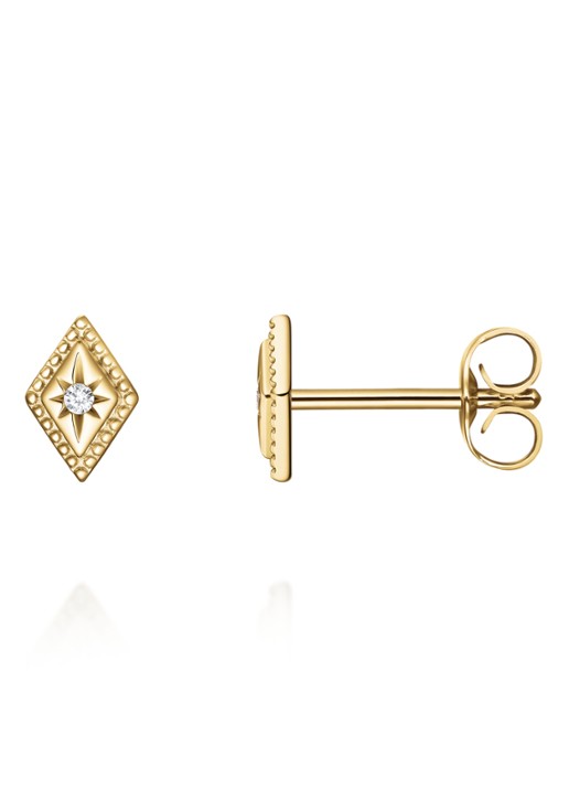 Rosefield Solitaire Star oorknopjes van 14 karaat geelgoud - detail 3 goud