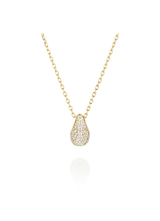 Rosefield Teardrop Pave ketting van 14 karaat geelgoud