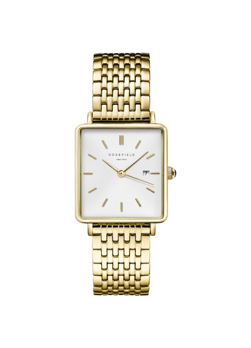 Rosefield The Boxy horloge QWSG-Q09 - voorkant goud