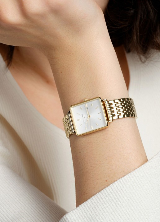 Rosefield The Boxy horloge QWSG-Q09 - voorkant 2 goud