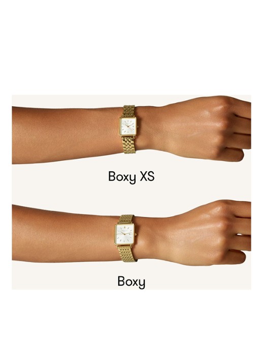 Rosefield The Boxy XS White Sunray Mesh Gold horloge QMWMG-Q039 - detail 3 goud