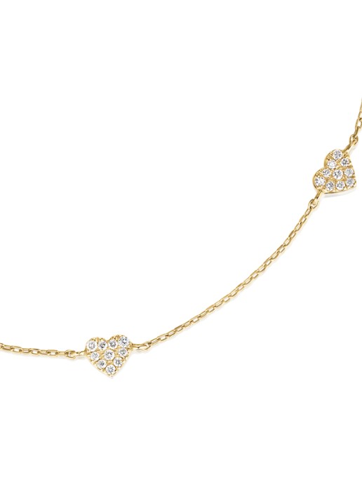Rosefield Triple Heart Pave armband van 14 karaat geelgoud - detail 3 goud