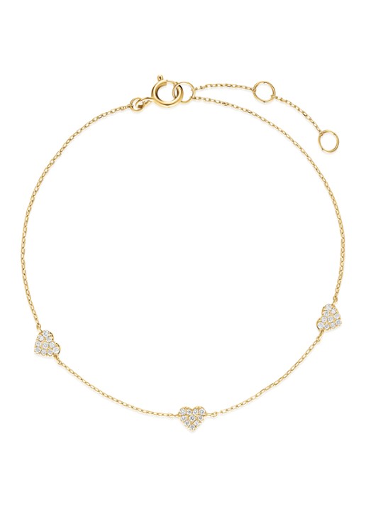Rosefield Triple Heart Pave armband van 14 karaat geelgoud - detail 4 goud