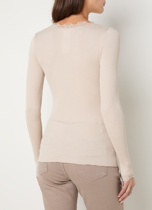Rosemunde Babette longsleeve in zijdeblend met kant - achterkant 3 beige