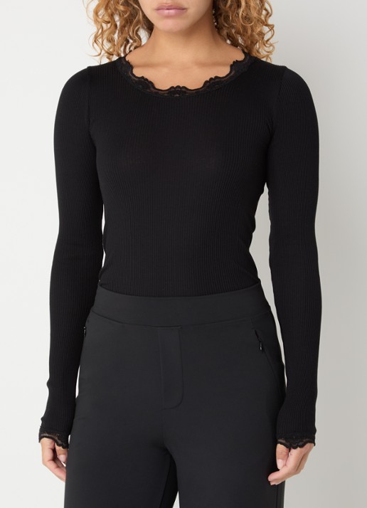 Rosemunde Babette longsleeve in zijdeblend met kant