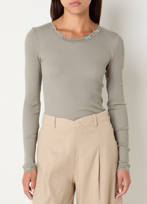 Rosemunde Babette longsleeve in zijdeblend met kant