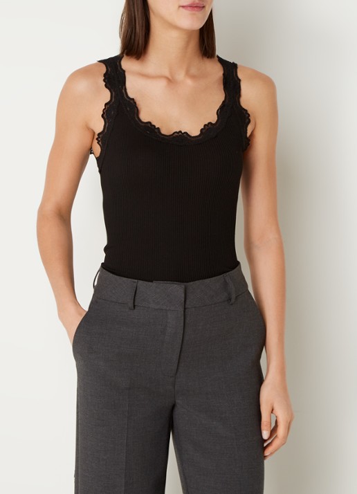 Rosemunde Babette tanktop in zijdeblend met kant