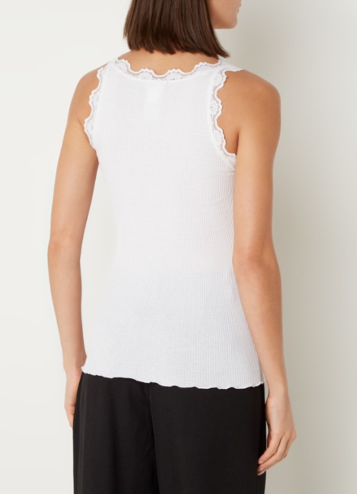 Rosemunde Babette tanktop in zijdeblend met kant - achterkant wit