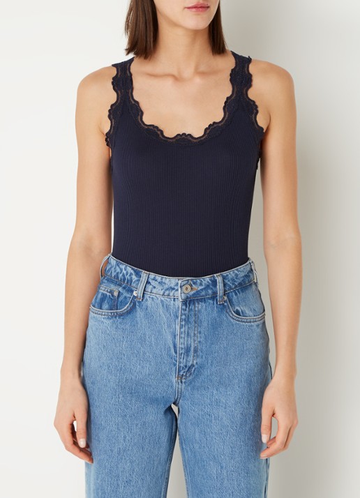 Rosemunde Babette tanktop in zijdeblend met kant