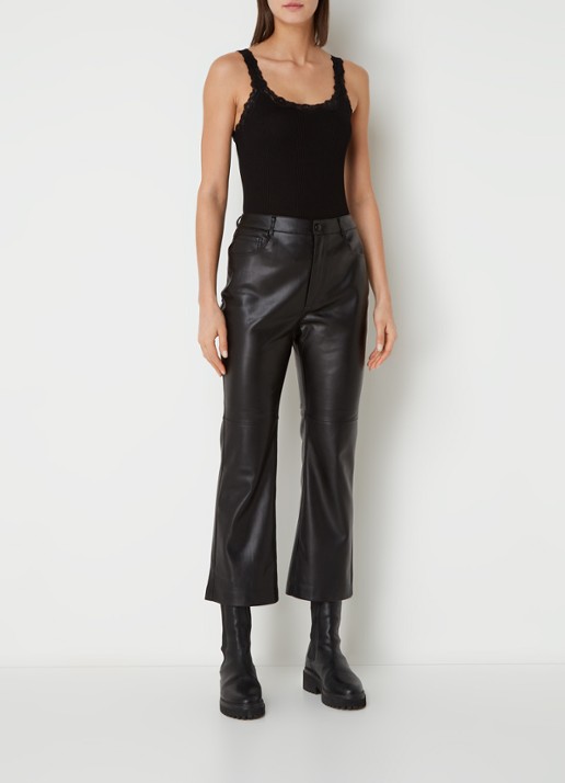 Rosemunde Babette tanktop in zijdeblend met kant - voorkant 3 zwart