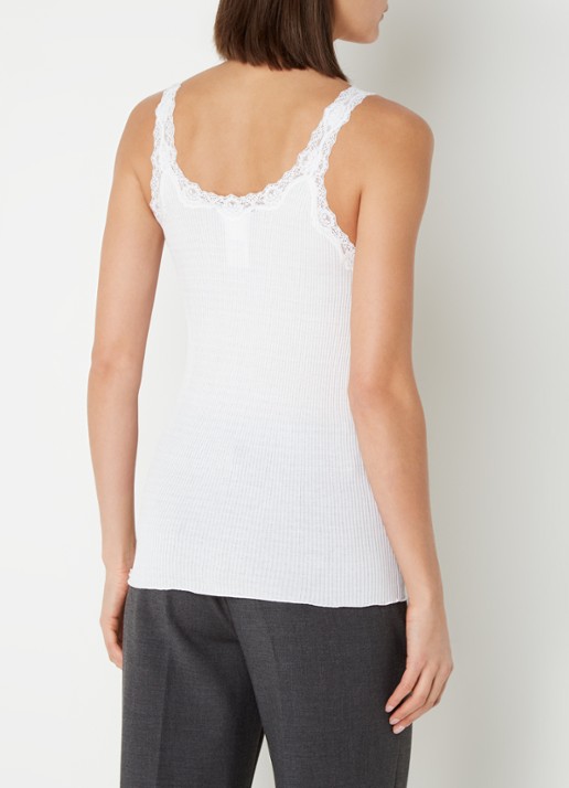Rosemunde Babette tanktop in zijdeblend met kant - achterkant wit