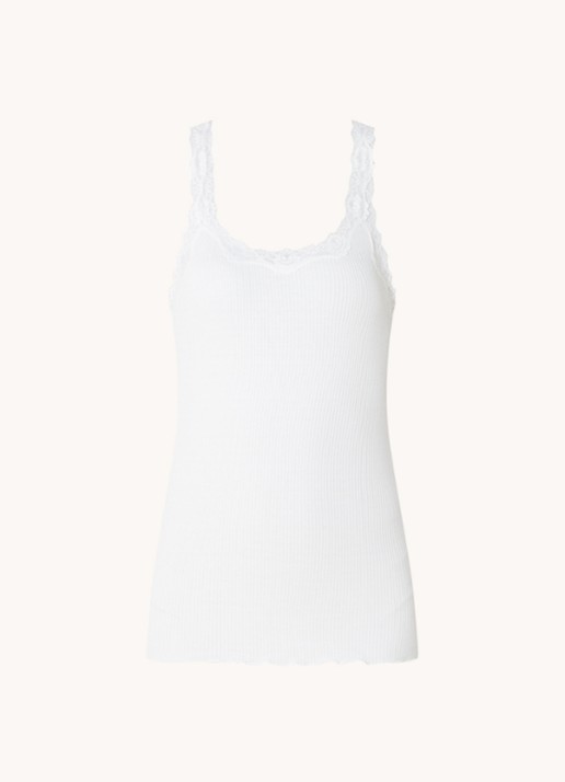 Rosemunde Babette tanktop in zijdeblend met kant - voorkant 3 wit