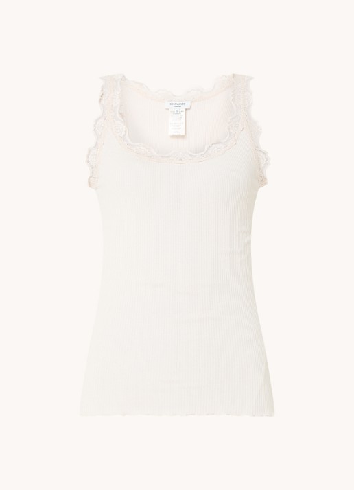 Rosemunde Babette tanktop in zijdeblend met kant - voorkant gebroken wit