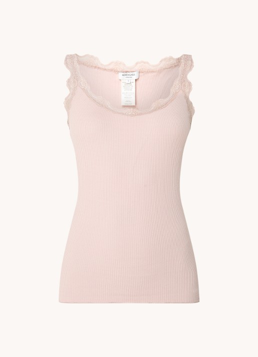 Rosemunde Babette tanktop in zijdeblend met kant - voorkant 3 oudroze